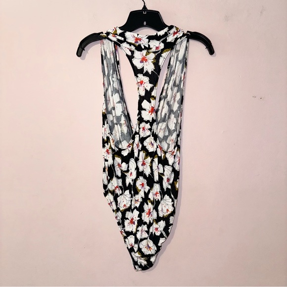 Free People Black Floral Sure Please Racerback Bodysuit Size L - Picture 13 of 14